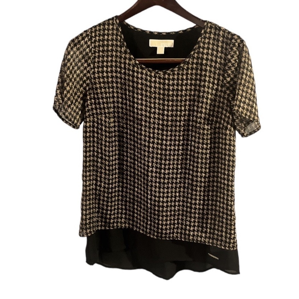 Michael Kors like new condition blouse tan/black